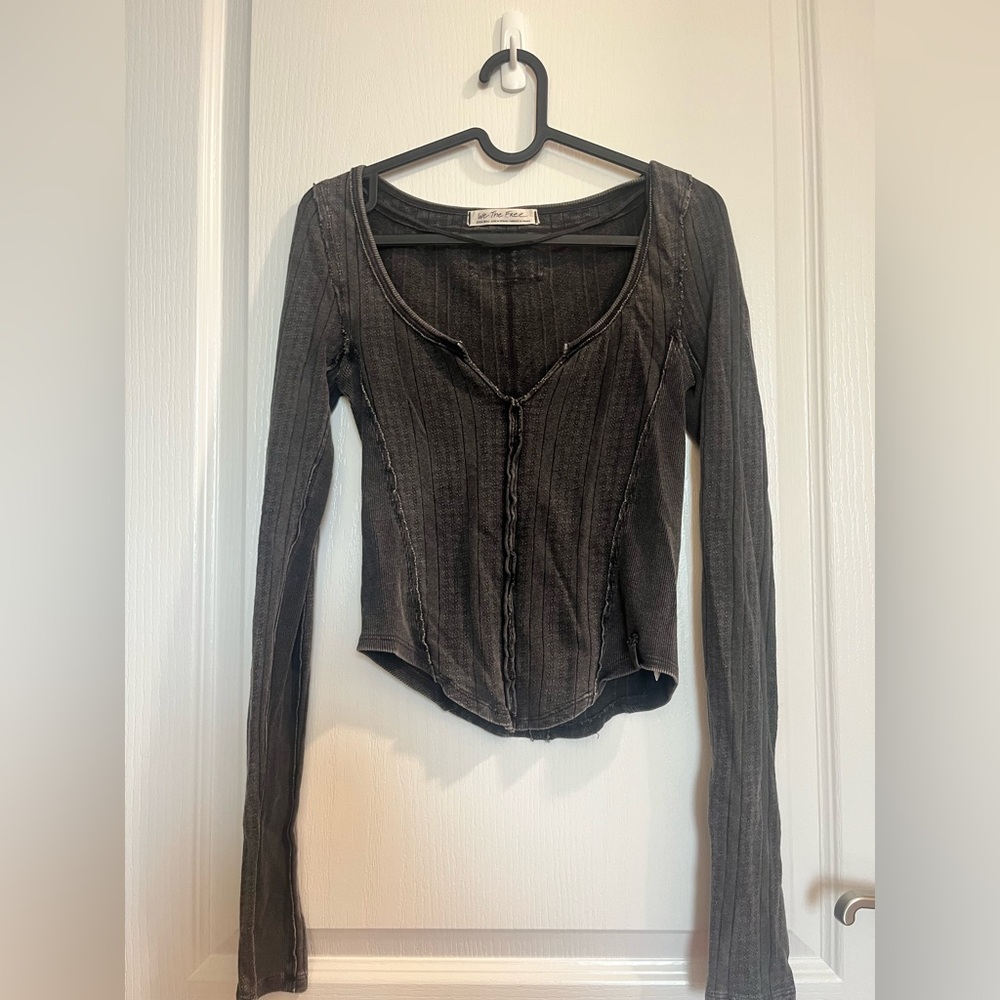 Free People grey long sleeve shirt size extra small